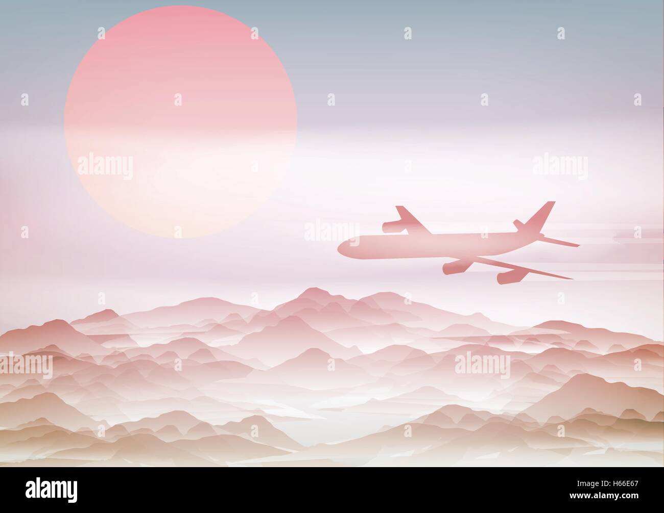 Passenger Plane Above the Clouds - Vector Illustration Stock Vector ...