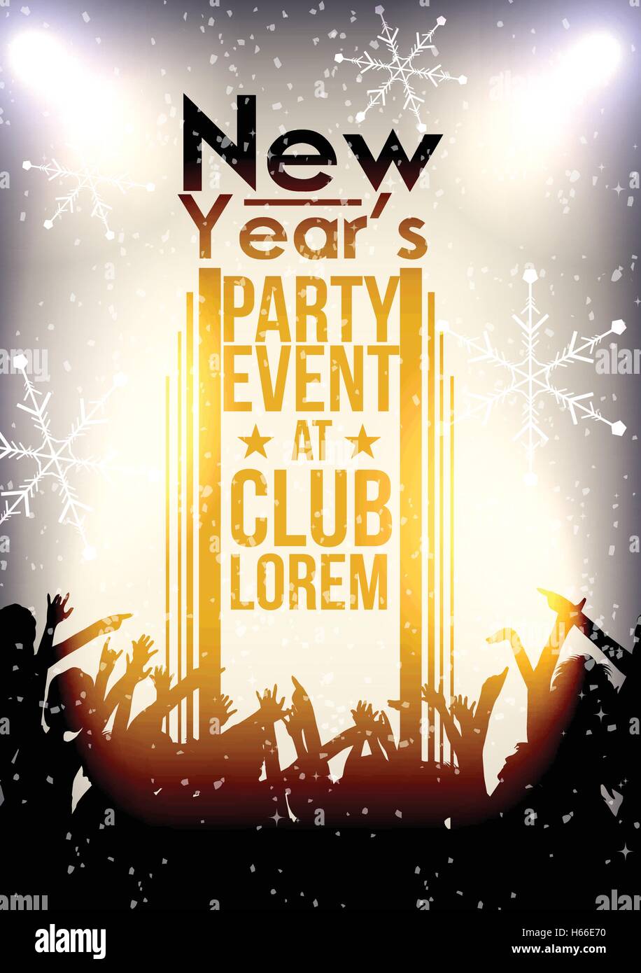 Happy New Year Party Event Background with Crowd - Vector Illustration