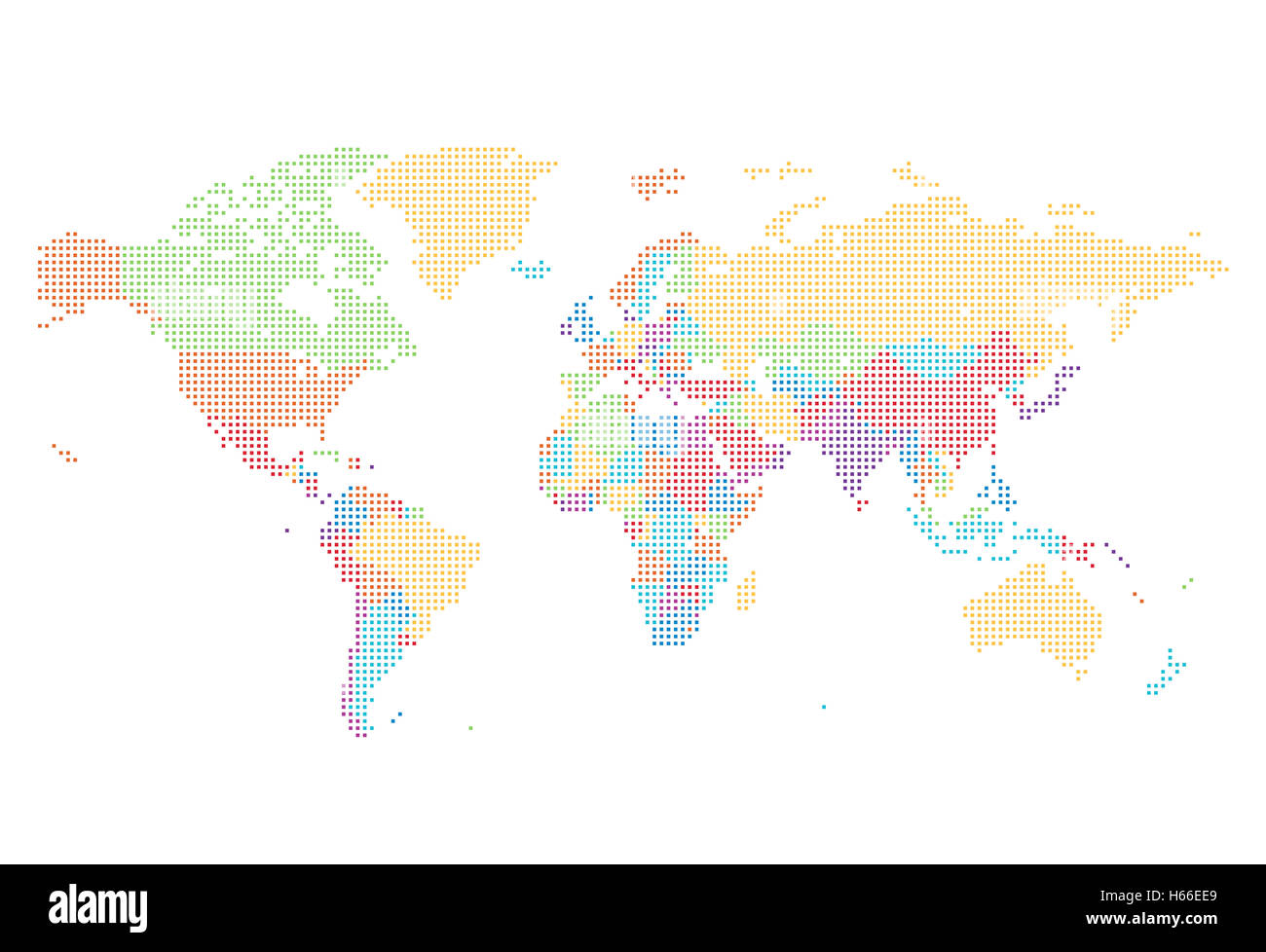 Dotted World map of square dots on white background Stock Photo - Alamy