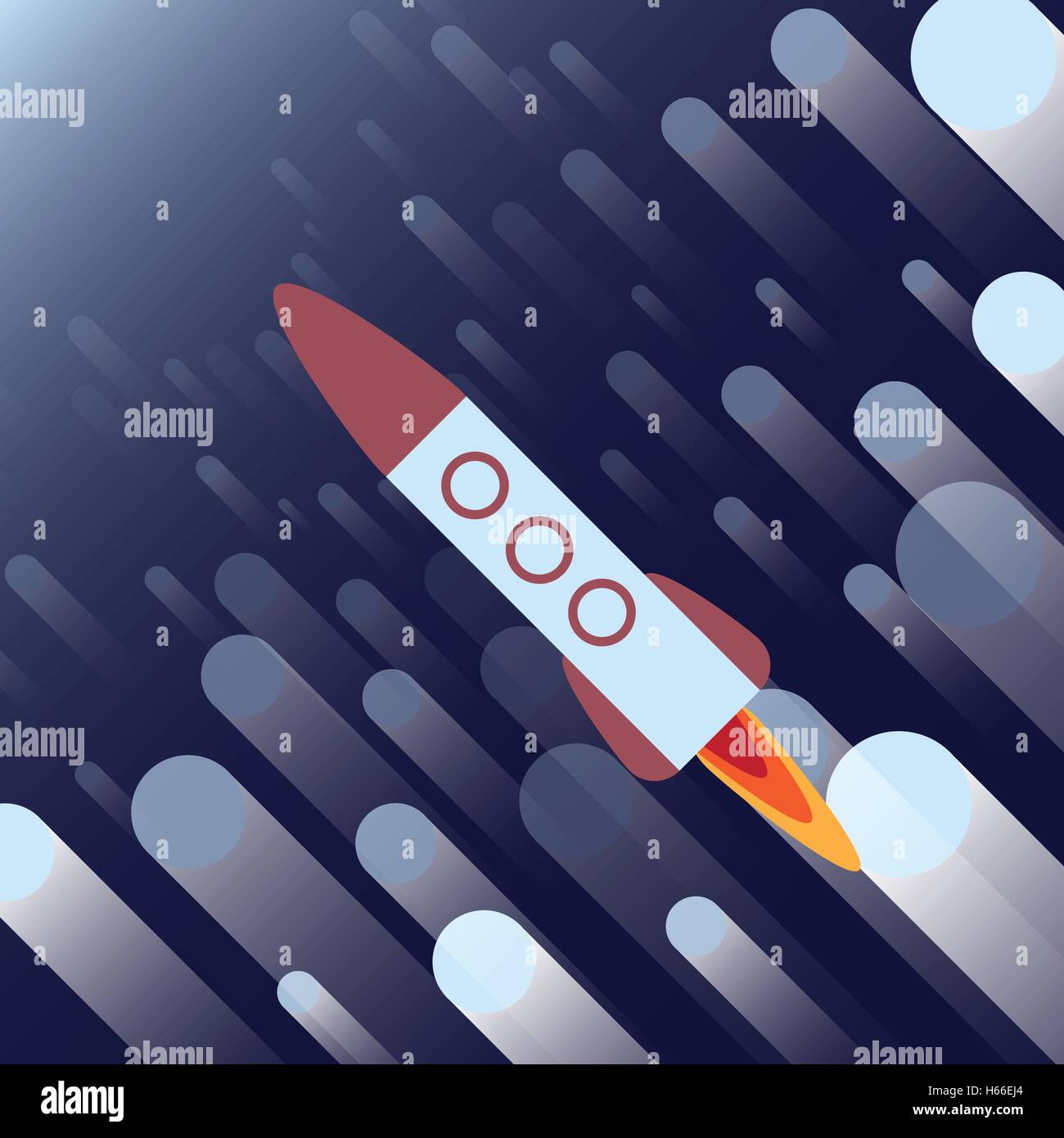 Rocket Ship Flying Through Hyper Space - Vector Illustration Stock Vector