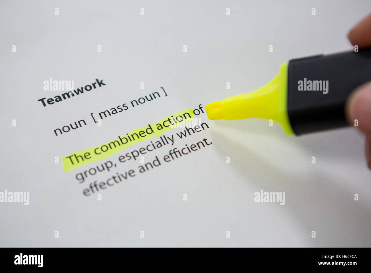Close-up of marker pen highlighting text Stock Photo