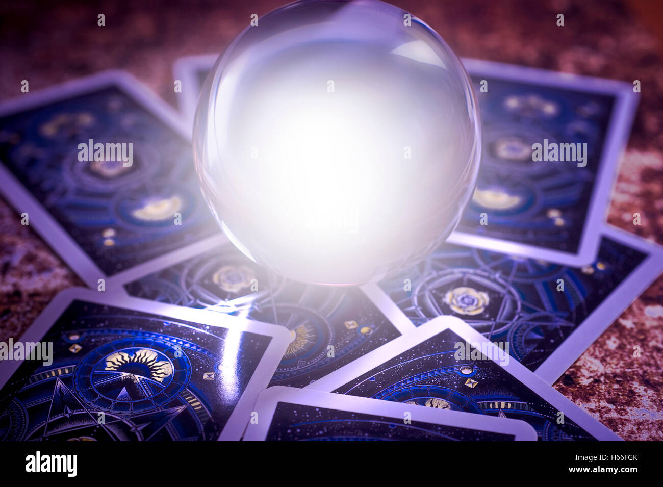 tarots and magic sphere Stock Photo