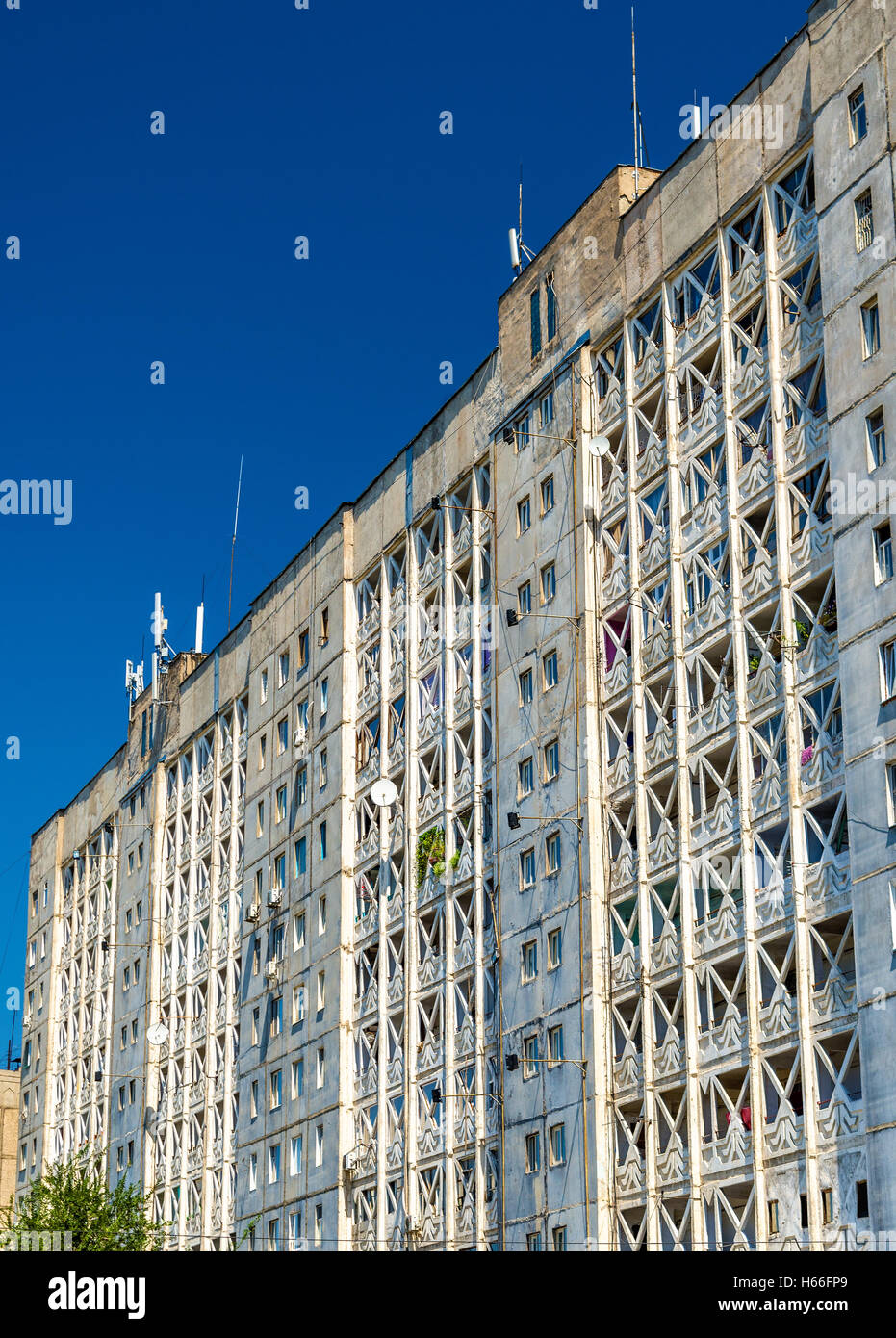 View of a Sovietera apartment building in Bishkek Kyrgyzstan Stock