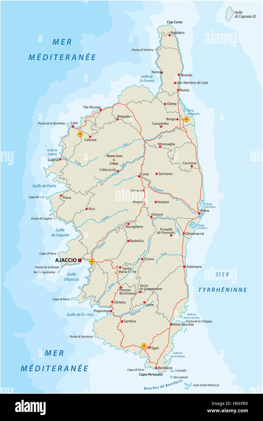 Corsica On World Map Road Map Of The French Mediterranean Island Corsica Stock Vector Image &  Art - Alamy