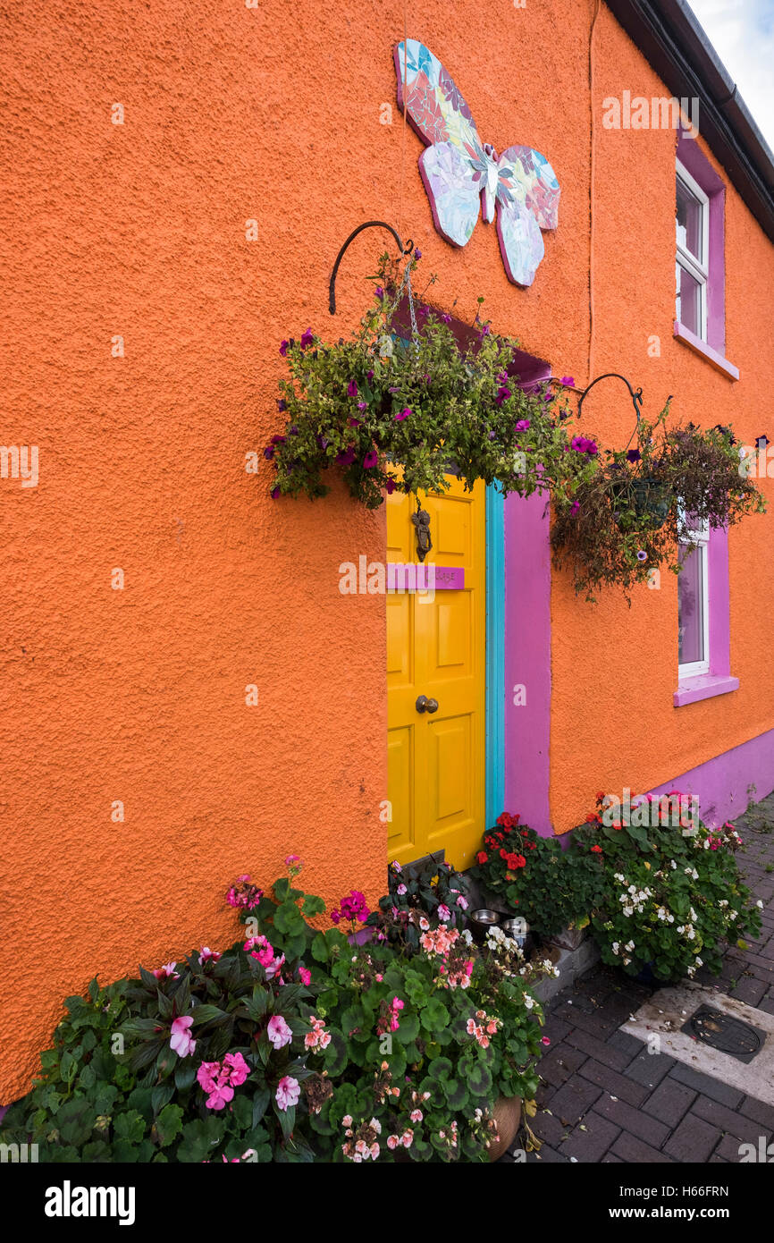 Colourfully painted facade of the Mermaid cottage in Kinsale, County Cork, Ireland Stock Photo