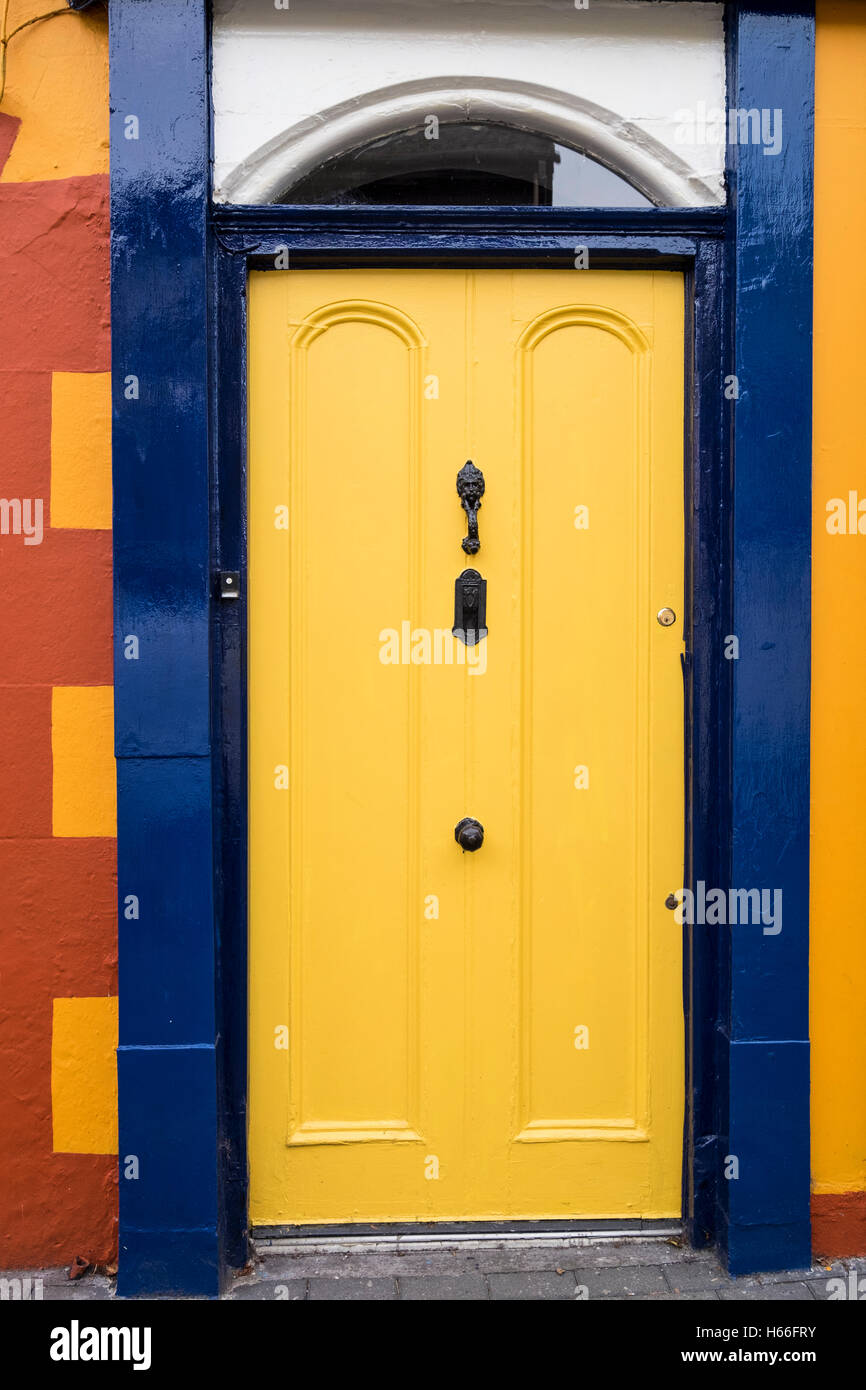Yellow front door with blue surround, Kinsale, County Cork, Ireland Stock Photo Alamy