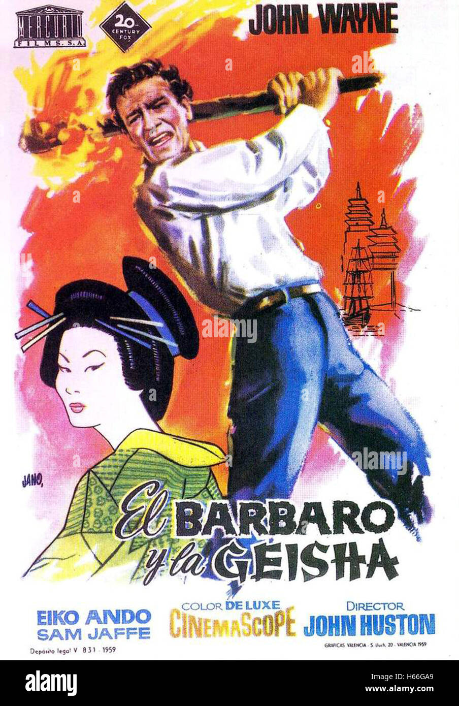 The Barbarian andGeisha - Spanish Movie Poster - Stock Photo