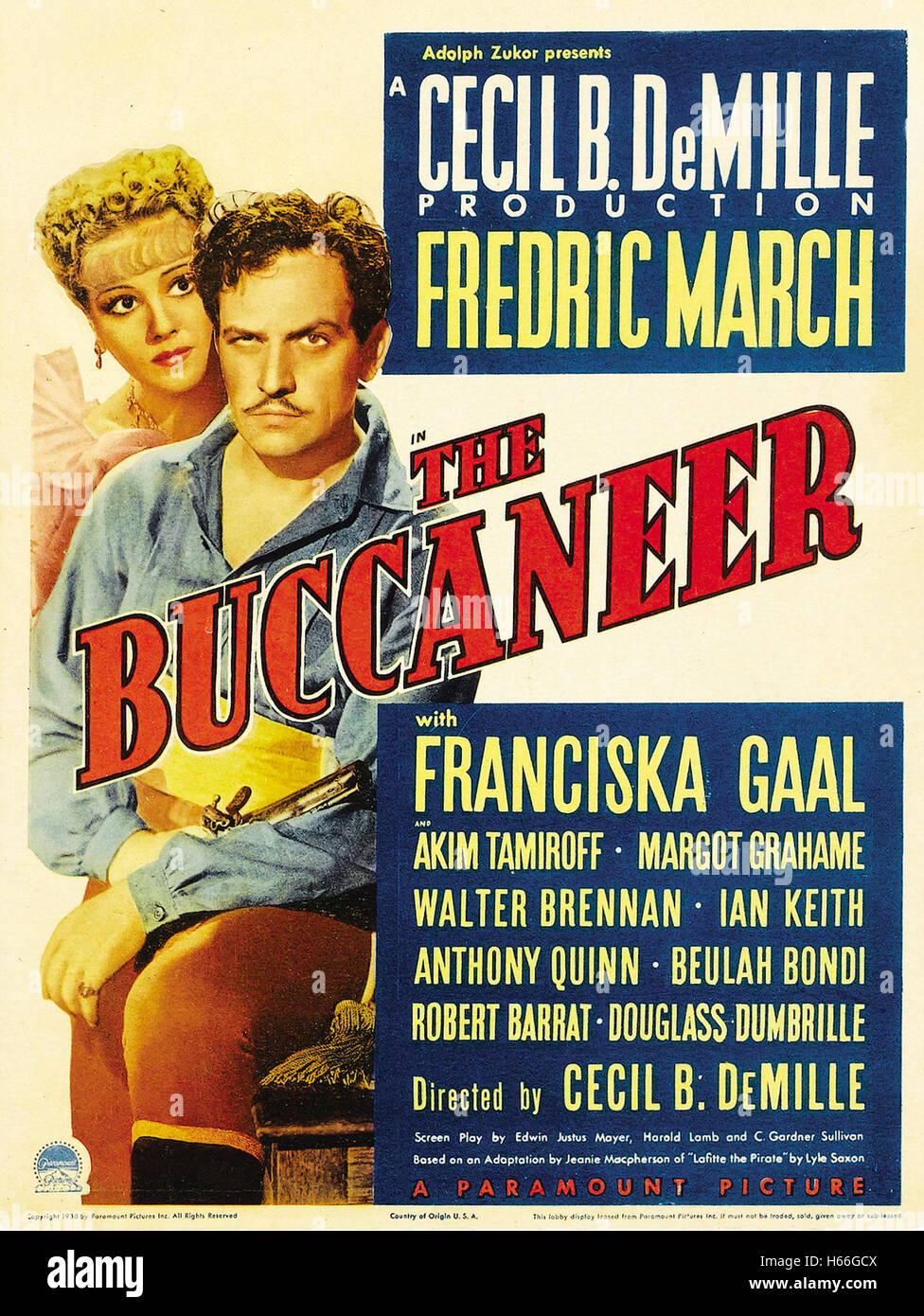 Buccaneer, The (1938) - Movie Poster - Stock Photo