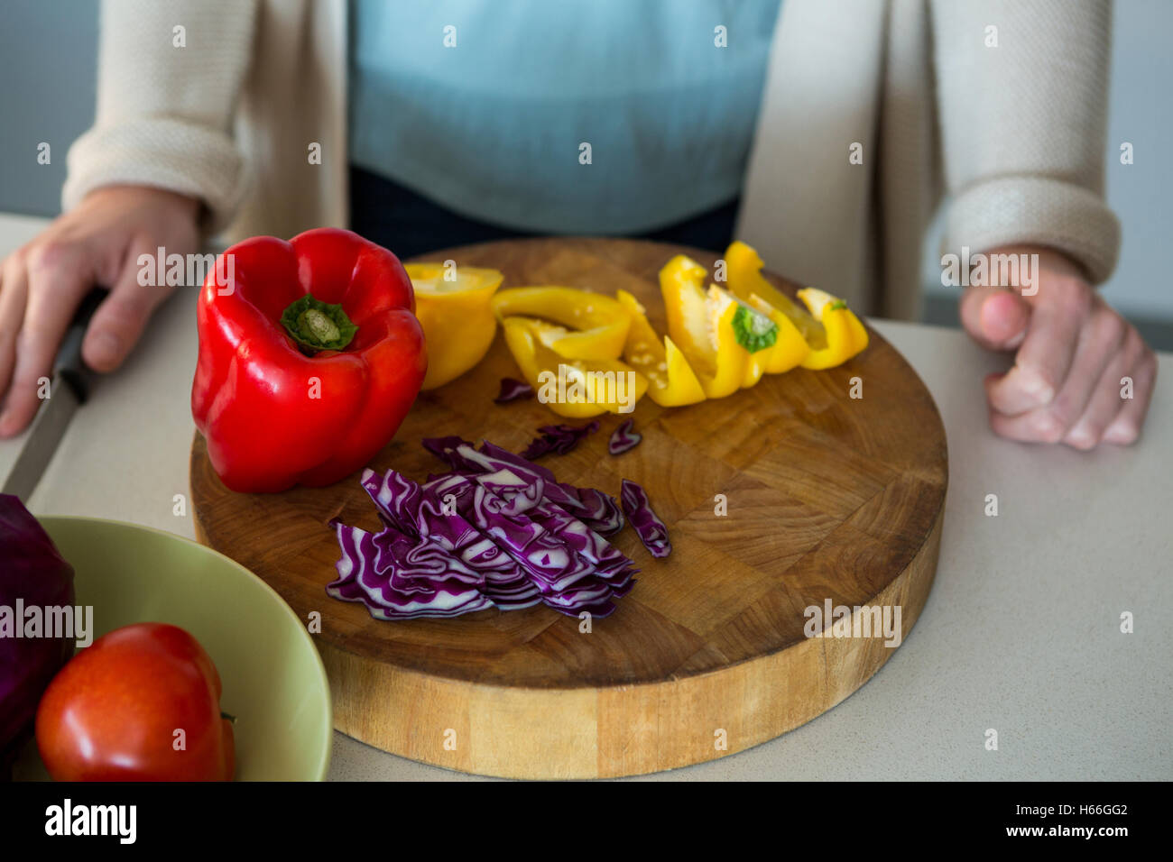 Close-up of chopped vegetables in kitchen Stock Photo