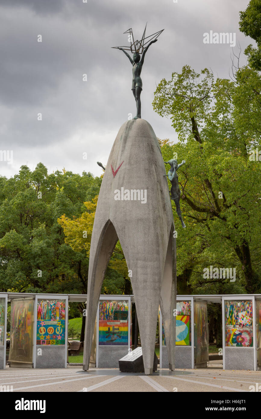 Children's Peace Memorial statue in Hiroshima. Stock Photo