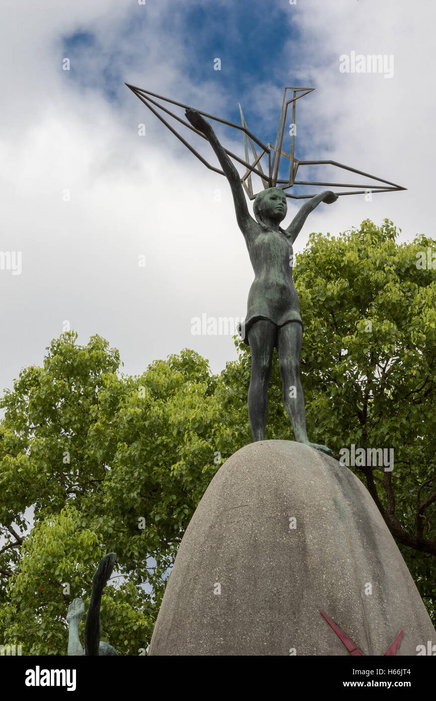 Detail of Children's Peace Memorial statue in Hiroshima. Stock Photo