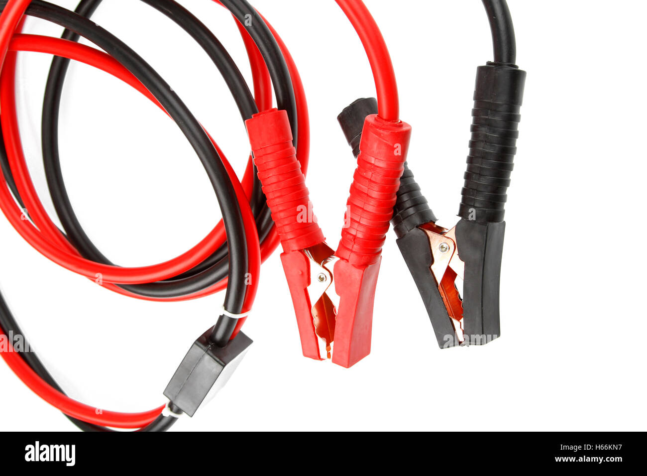 Jumper cables on plain background Stock Photo