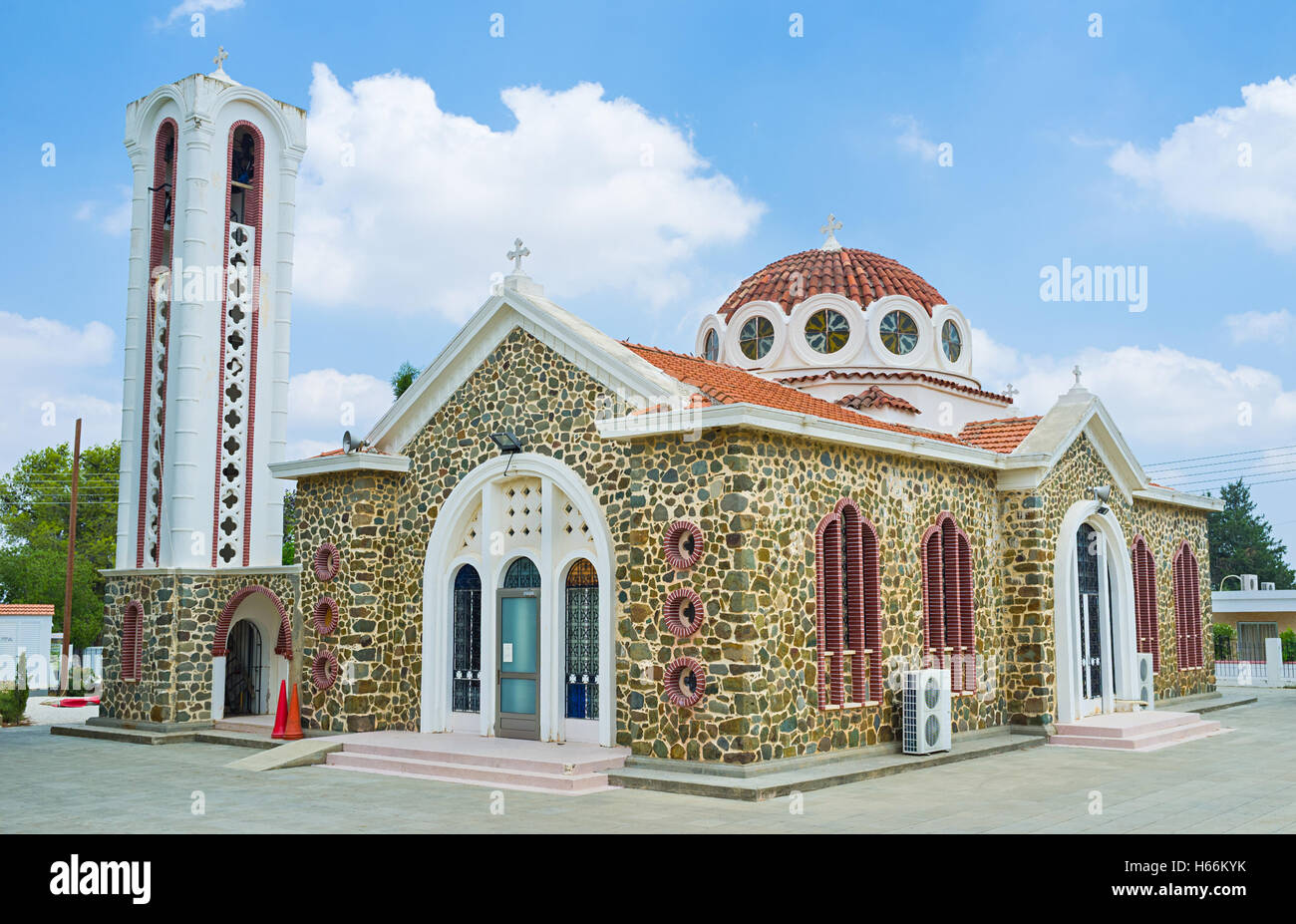 The new church of Chrysosotiros in the Kampia village, Cyprus. Stock Photo