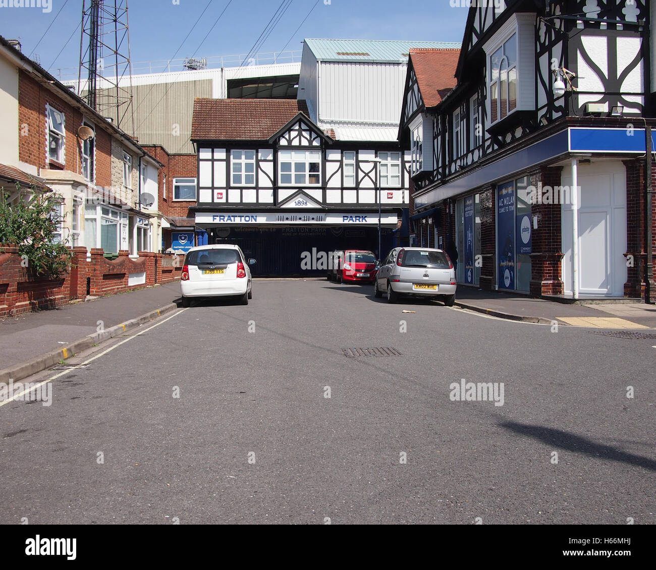 the main entrance and ticket office at fratton park the home of portsmouth football club stock photo alamy