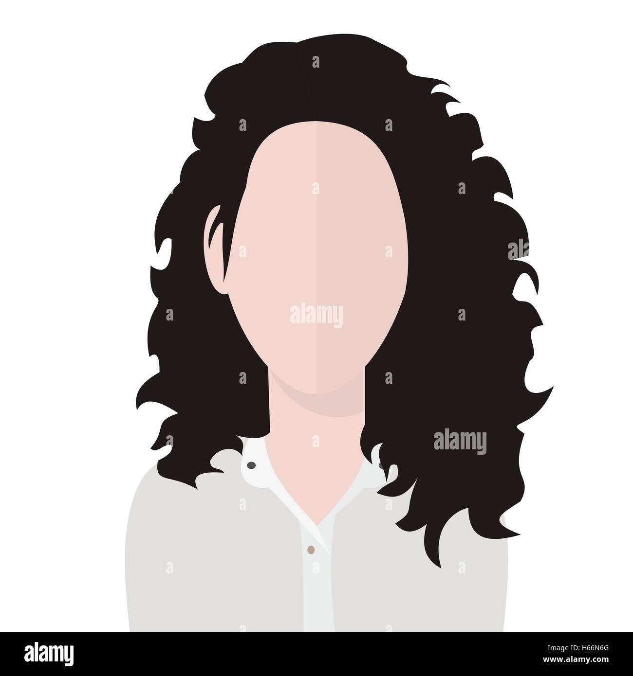 Vector portrait of a black hair woman with no face Stock Vector