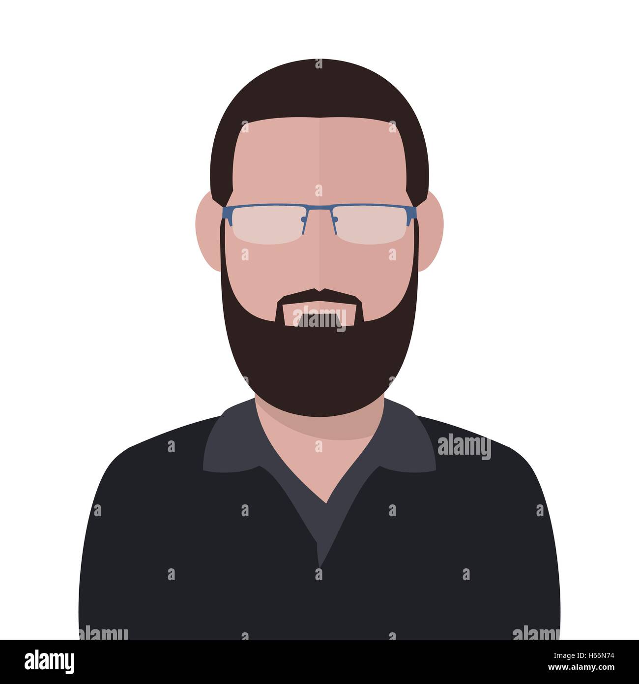 Vector man with beard and grey glasses with no face Stock Vector