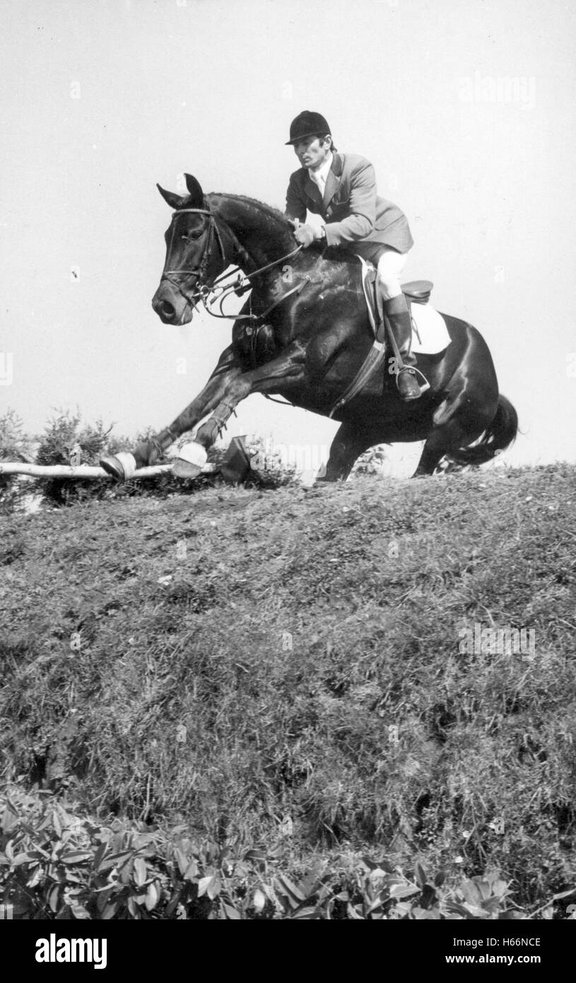 Pau France, March 1971, Marcel Rozier (FRA) riding Chinoise Stock Photo