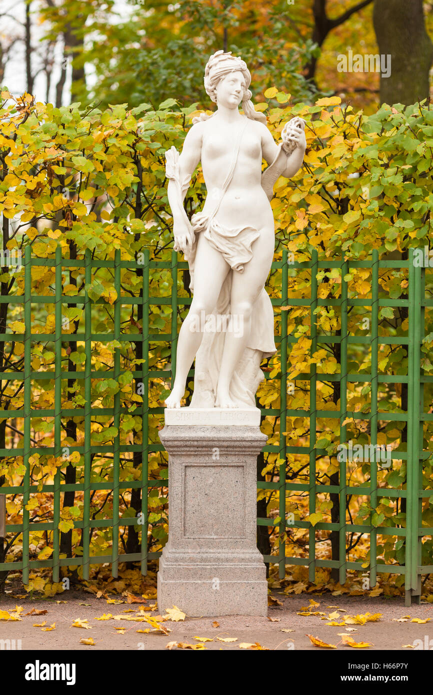 Sculpture of the Libyan Sibyl in the Summer Garden, St. Petersburg Stock Photo
