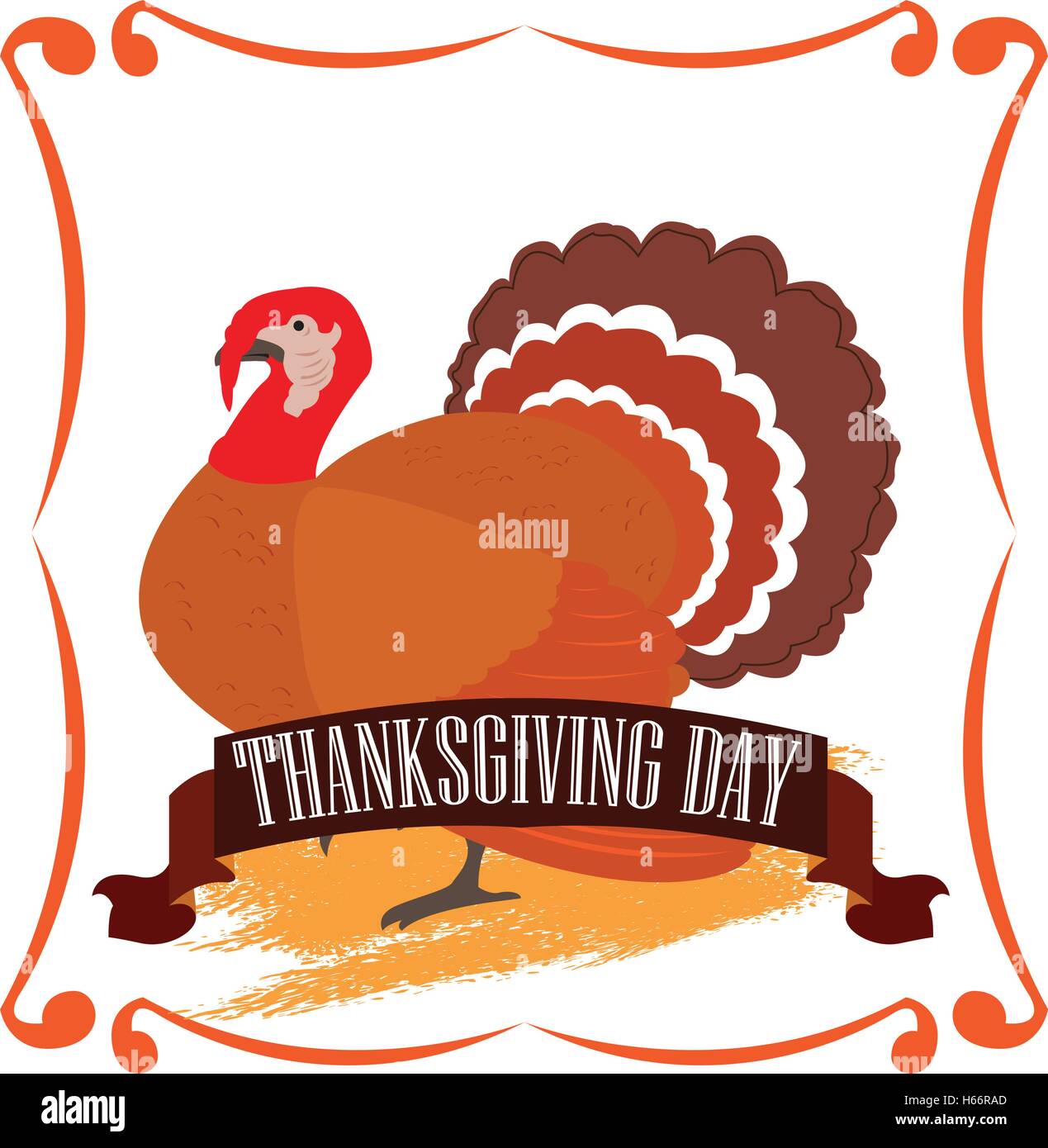 Isolated turkey and a ribbon, Thanksgiving day vector illustration ...