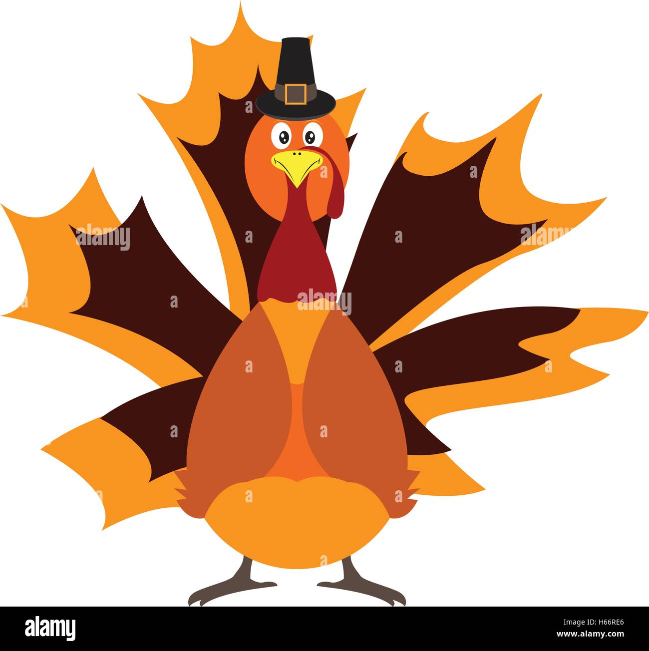Isolated turkey with a traditional hat, Thanksgiving day vector ...
