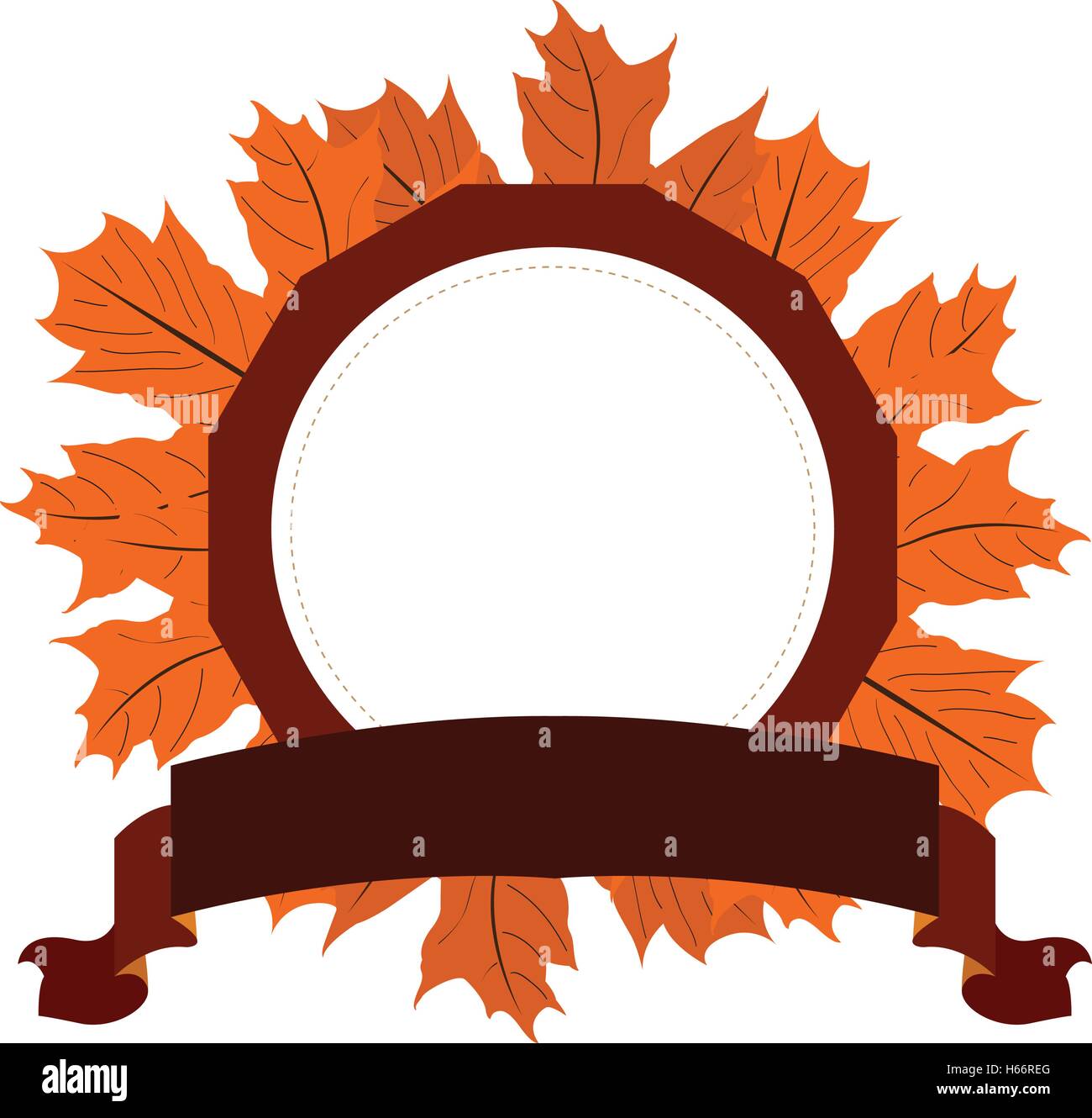 Isolated empty label with leaves, Thanksgiving day vector illustration ...