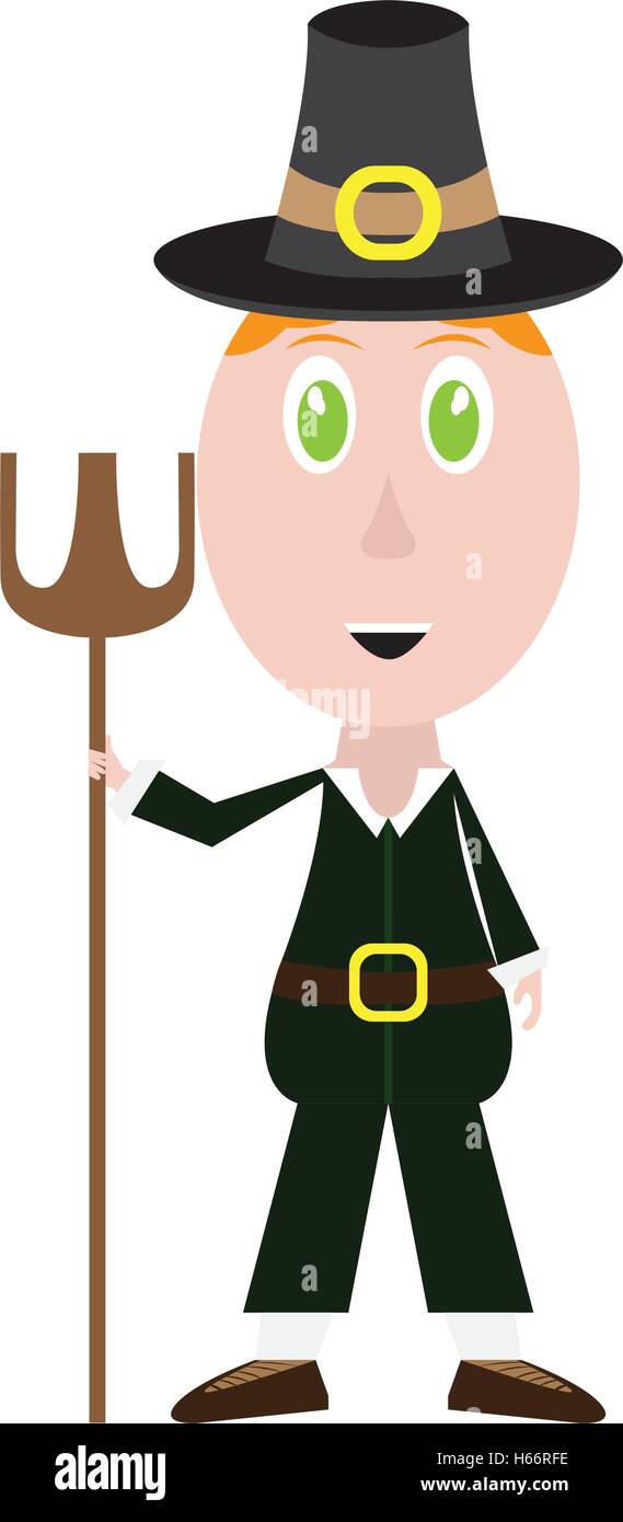 Isolated man with traditional clothes for thanksgiving day, Vector ...