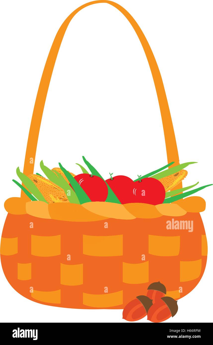 Isolated basket with food, Thanksgiving day vector illustration Stock ...