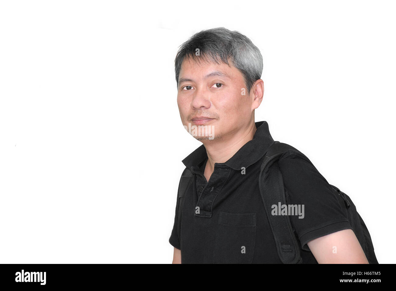 Portrait Of Asian Man White Hair On Isolated Stock Photo