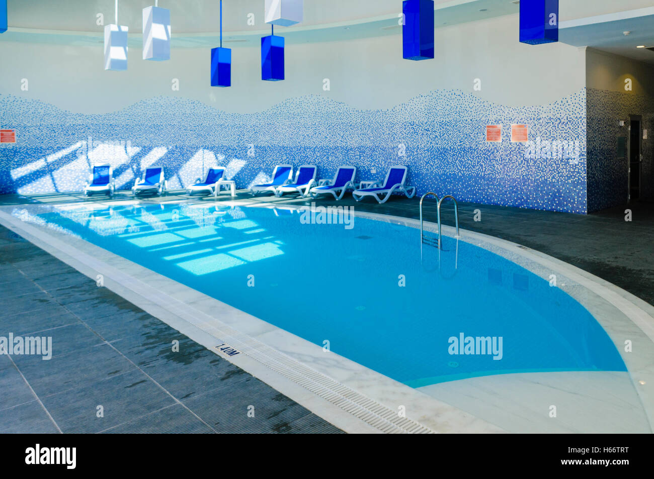 Indoor swimming pool at a health spa Stock Photo