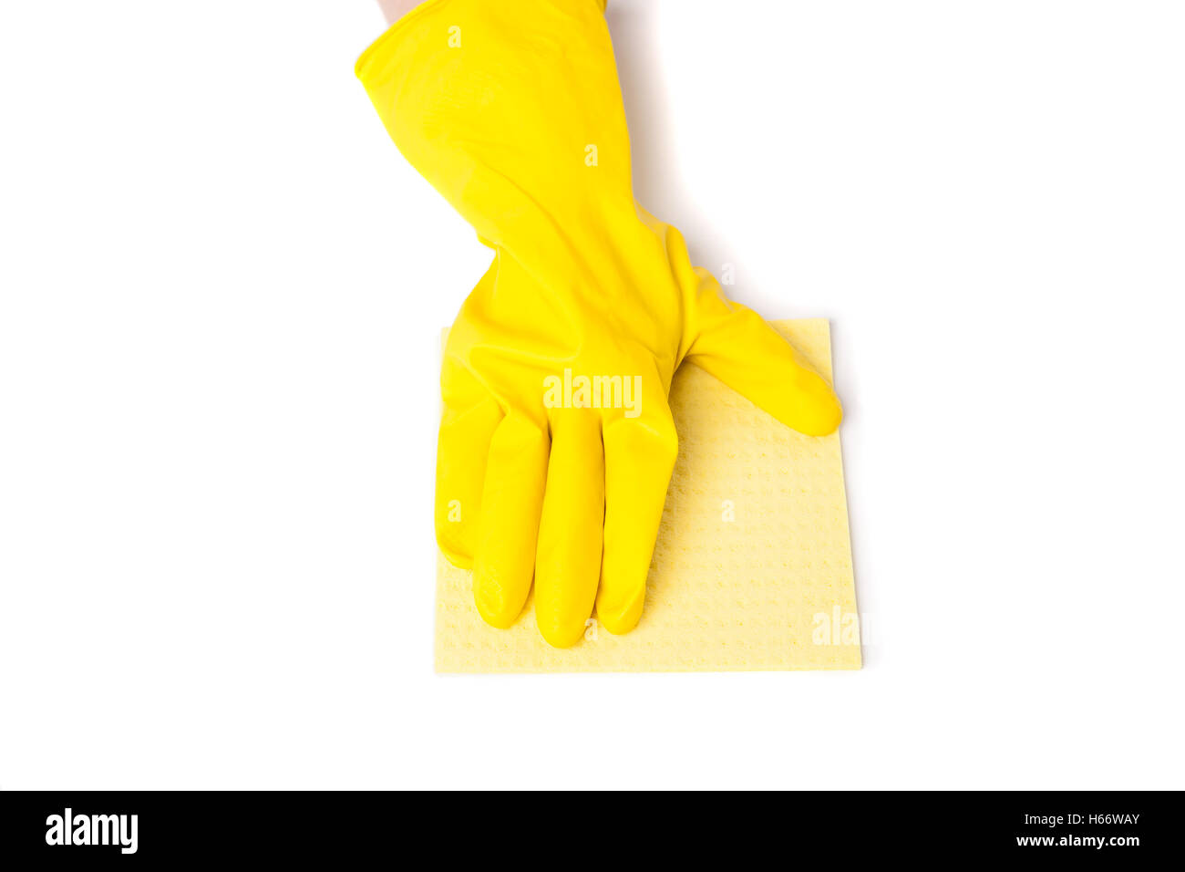 Arm in rubber gloves removes dust Stock Photo Alamy