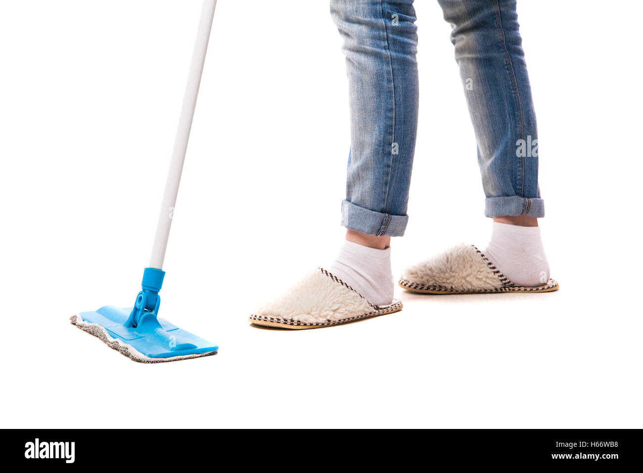 Cleaning floor with mop Stock Photo Alamy
