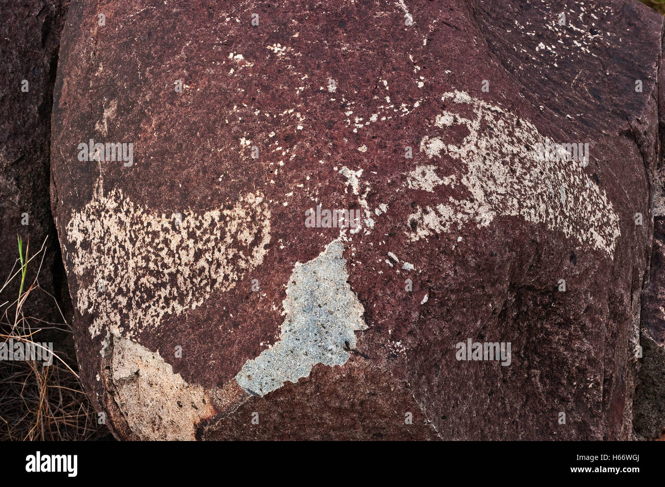 Footprints rock art at Three Rivers Petroglyph Site, Chihuahuan Desert near Sierra Blanca, New Mexico, USA Stock Photo