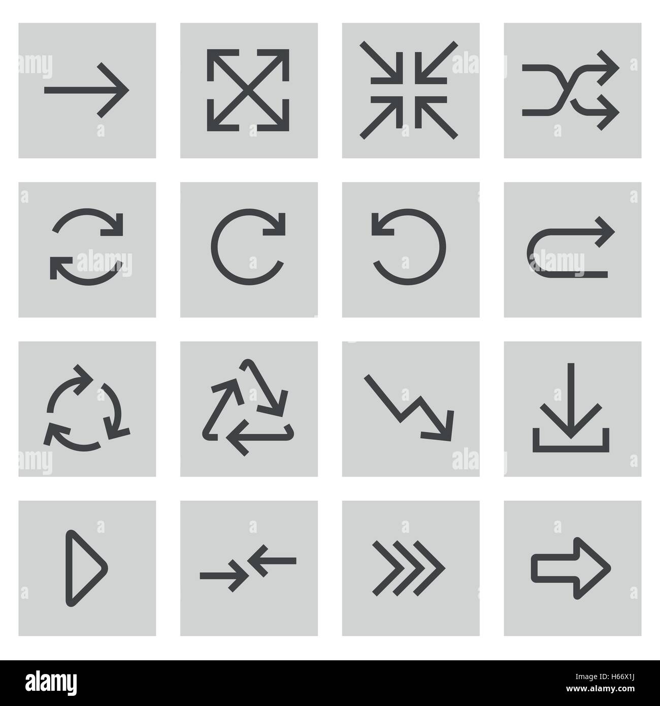 Vector black line arrow icons set on grey background Stock Vector Image ...