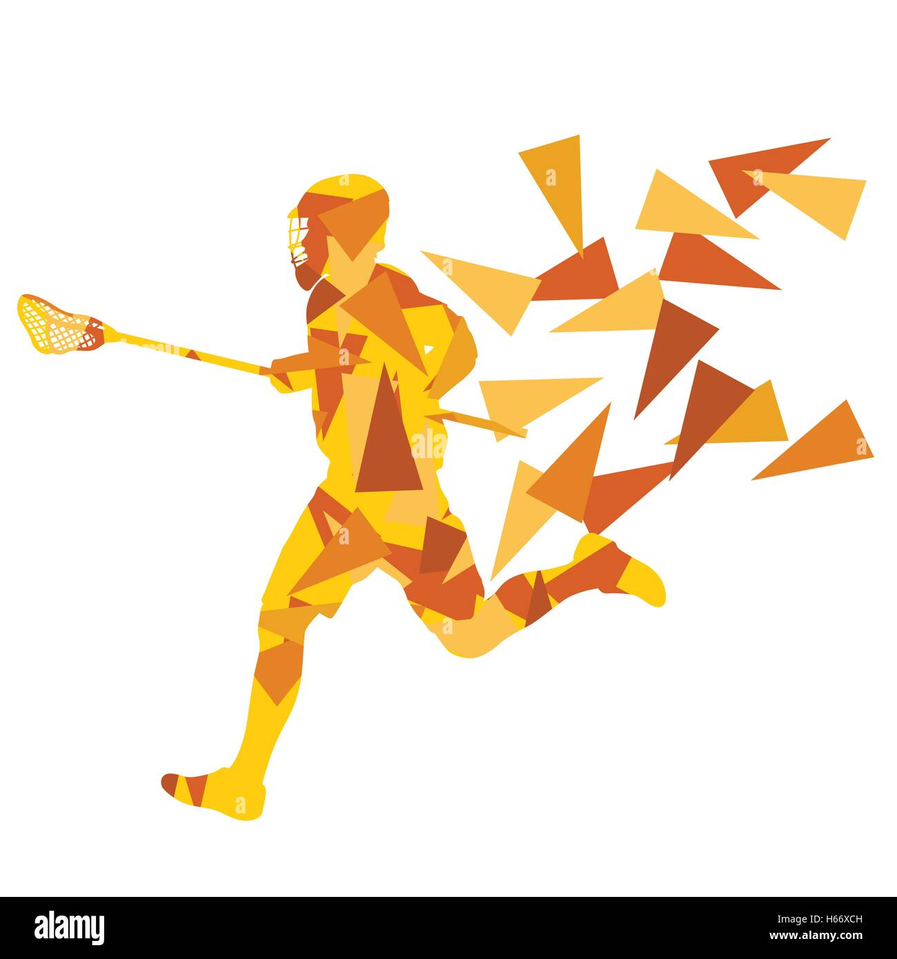 Lacrosse player abstract vector background illustration made of polygon