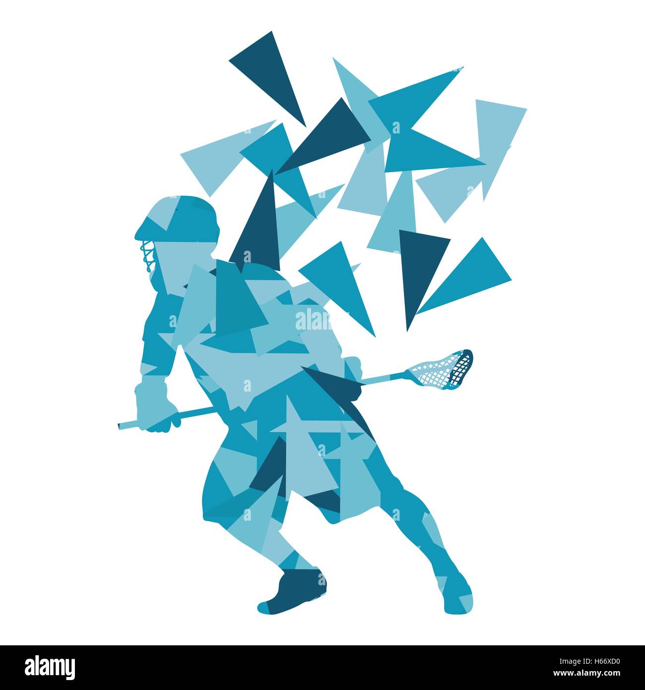 Lacrosse player abstract vector background illustration made of polygon