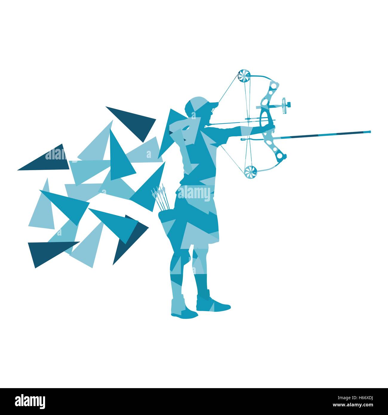 Archery man archer training with bow vector background concept made