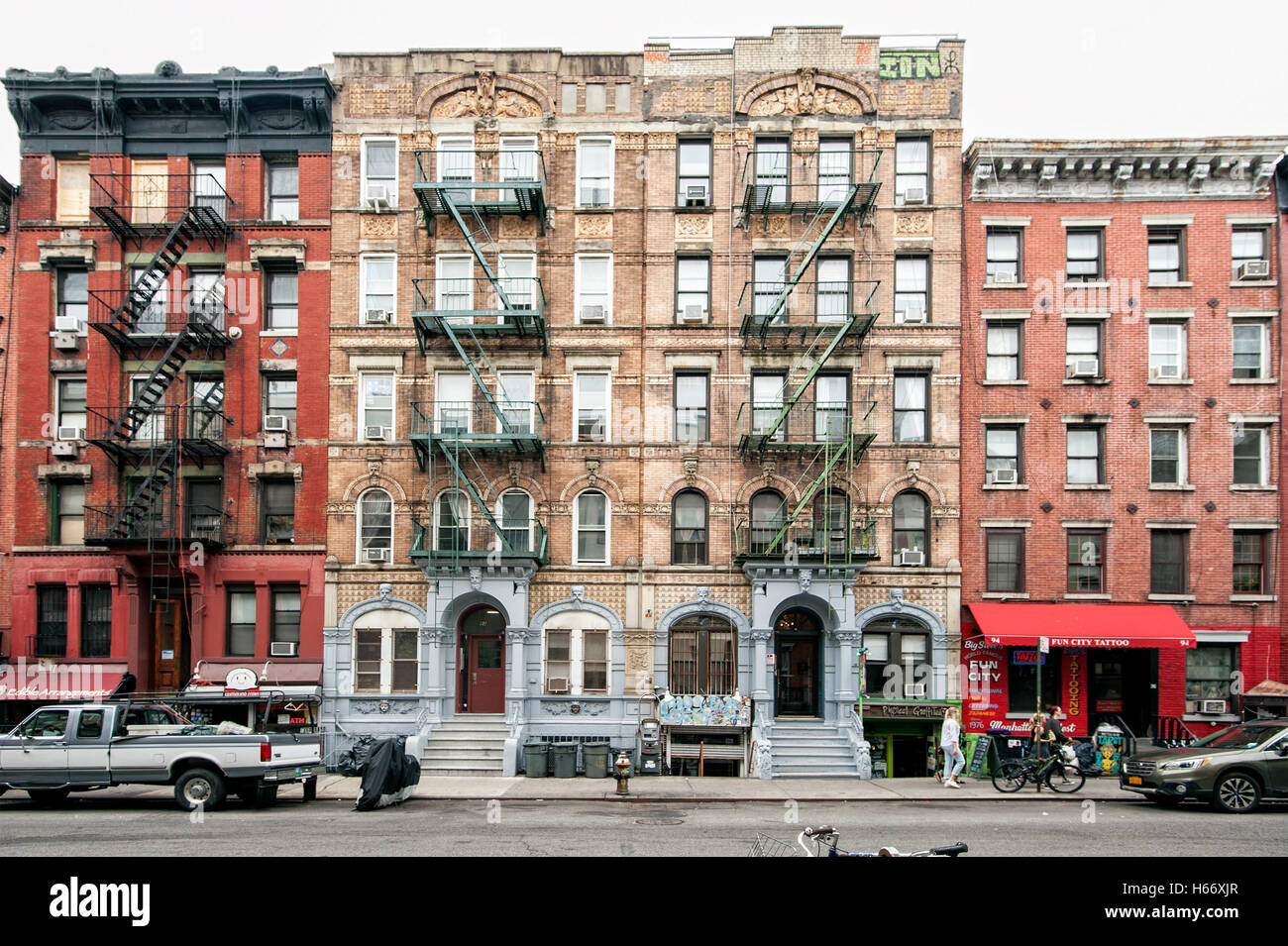 Building on Led Zeppelin Cover Physical Graffiti, St. Marks Place, E 8th Street, East Village, Manhattan, New York City Stock Photo