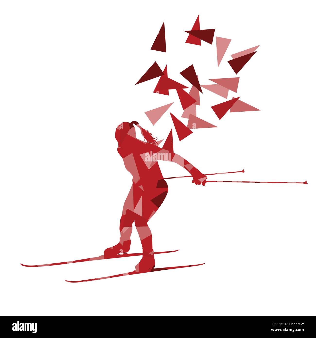 Female woman skiing vector background winter abstract sport ...