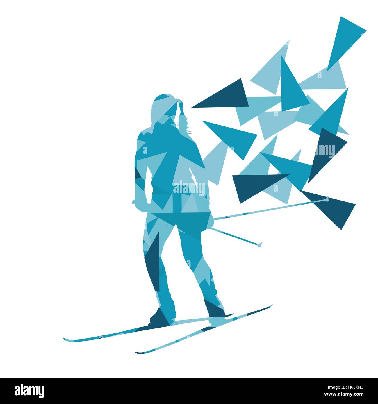 Female woman skiing vector background winter abstract sport ...