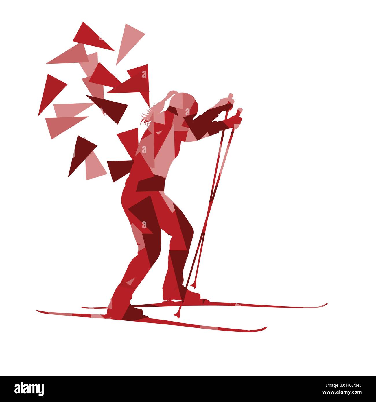 Female woman skiing vector background winter abstract sport ...