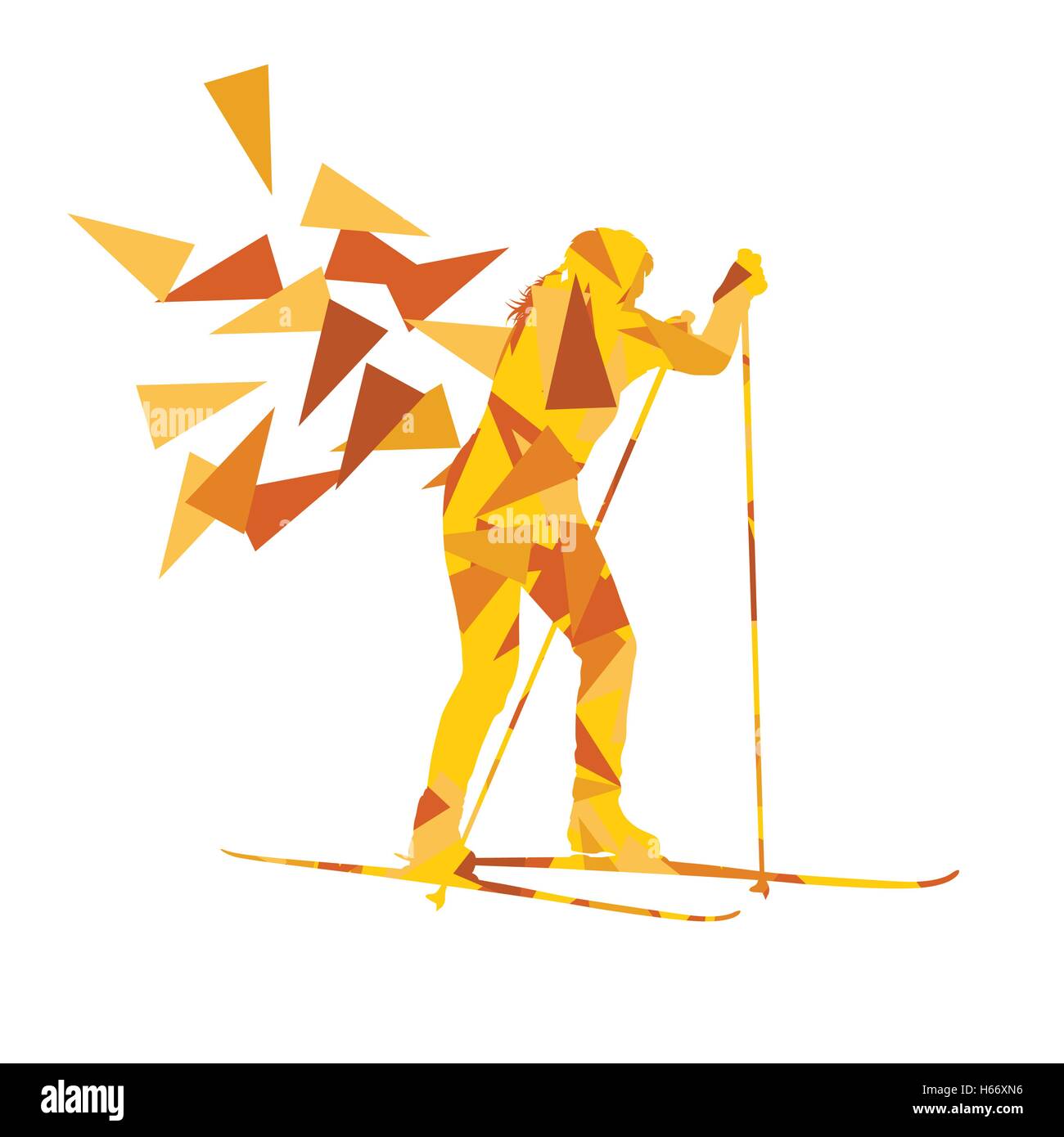 Female woman skiing vector background winter abstract sport ...