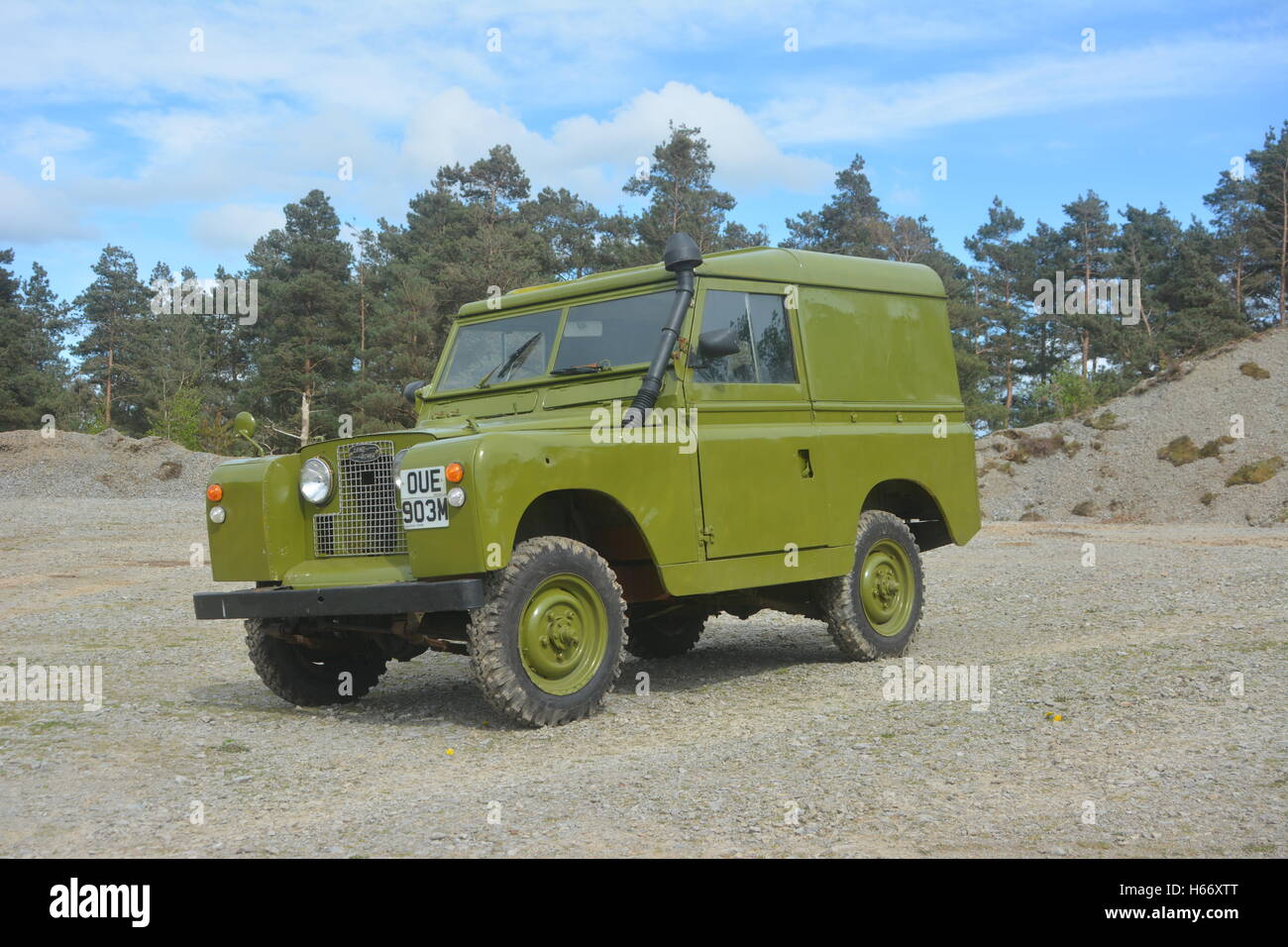 Land rover 2a in a quarry Stock Photo