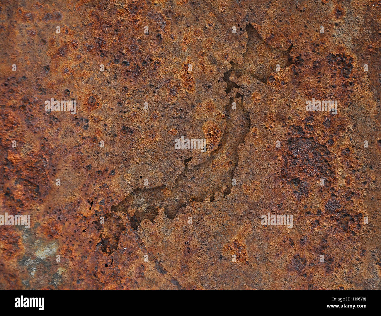 Map of Japan on rusty metal Stock Photo - Alamy