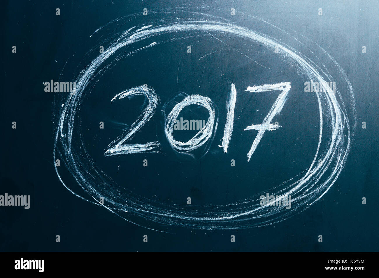 Year number 2017 written with the white chalk on the blackboard Stock ...