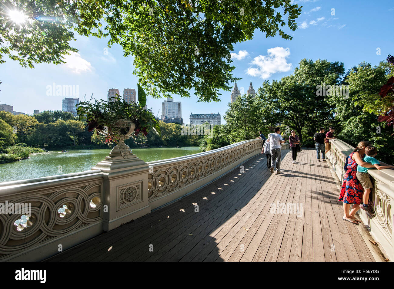 Bow Bridge, The Lake in Central Park, view of Central Park West