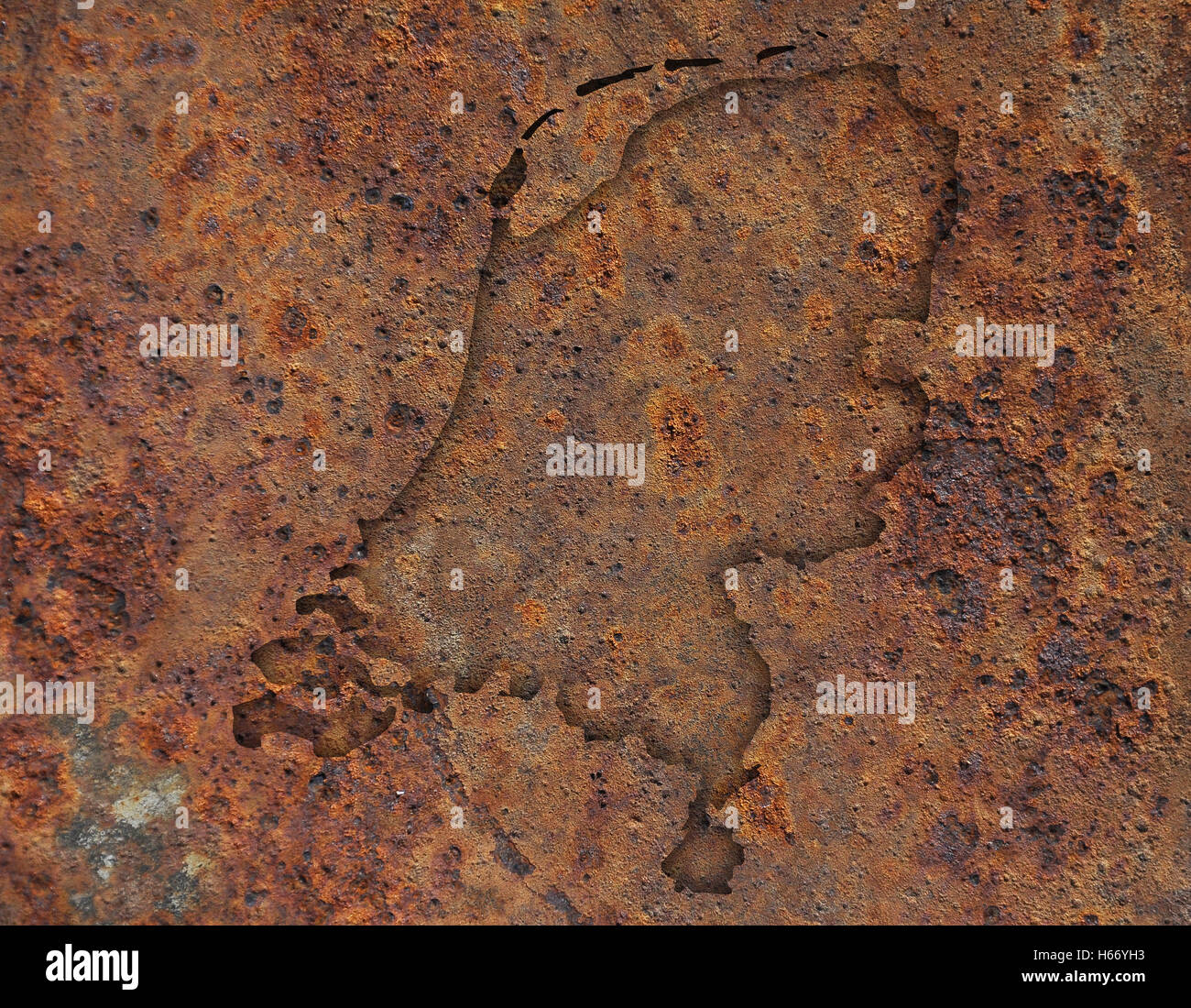 Map of the Netherlands on rusty metal Stock Photo - Alamy