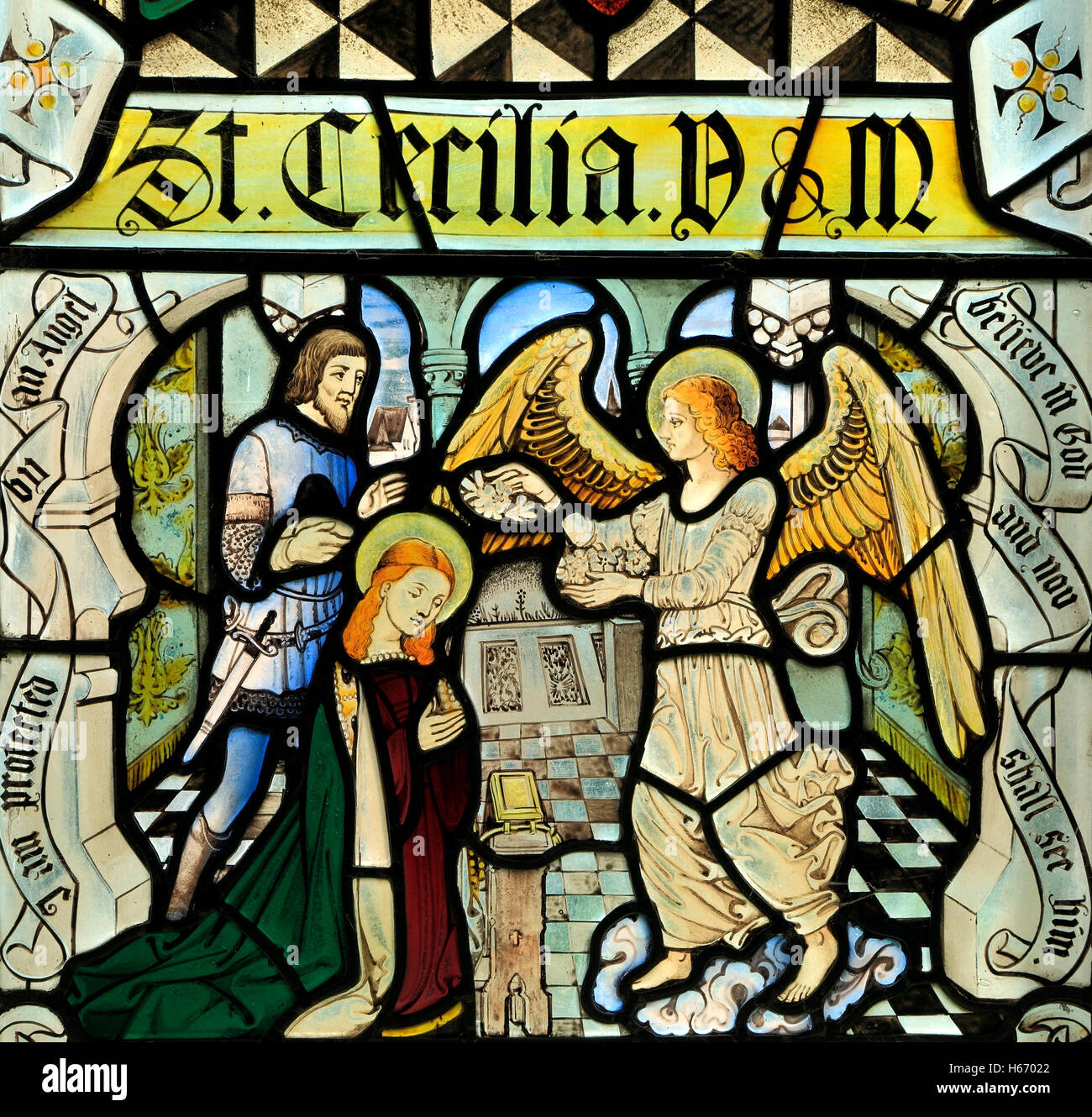 Saint Cecilas Virginity Protected By Angel Who Spreads Flowers Hi Res Stock Photography And