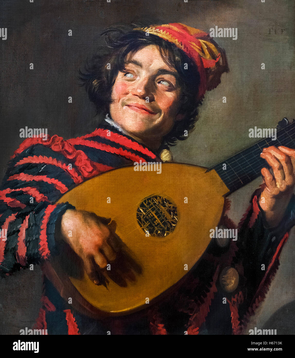 Jester with a Lute (Le Bouffon au Luth) by Frans Hals, oil on canvas, 1623-4 Stock Photo