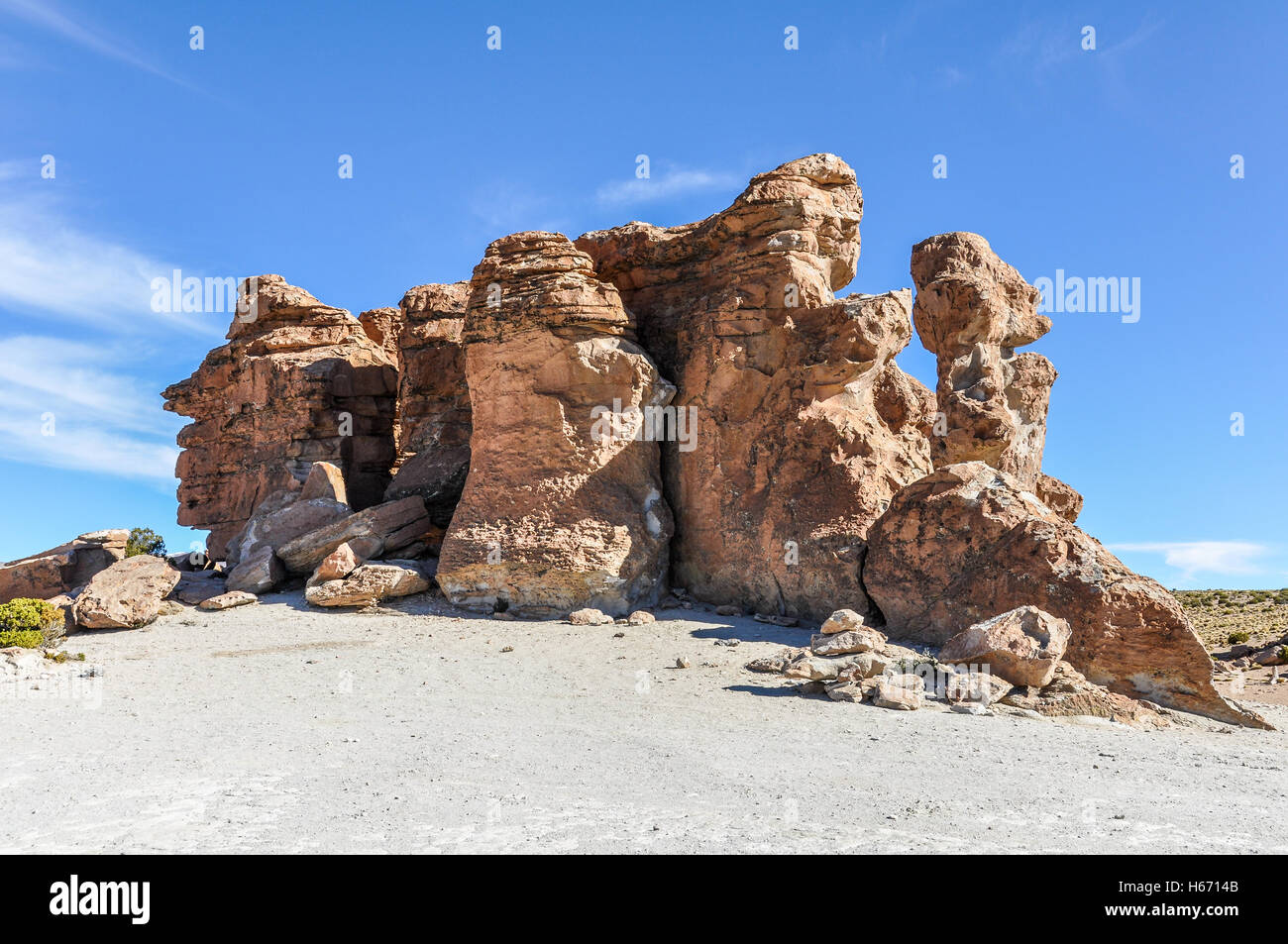 Strange rock formations in the high Andean plateau in Bolivia Stock Photo