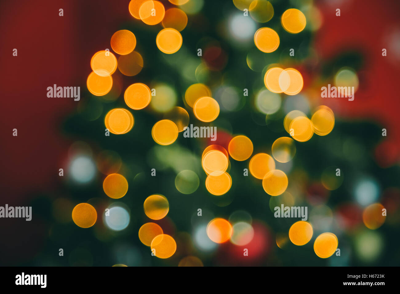 Defocused background Living room with christmas tree Stock Photo